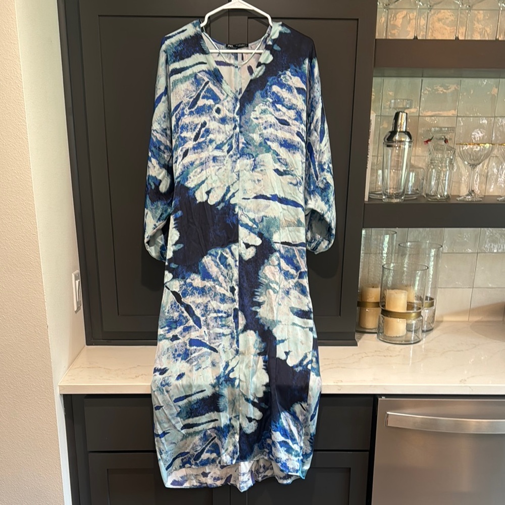 Blue and White Abstract Dress